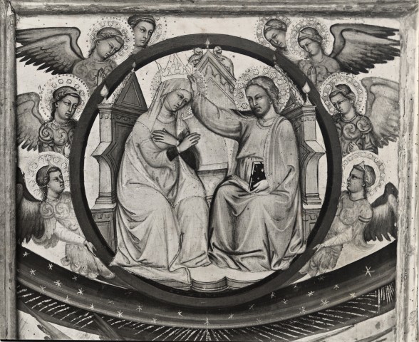 Anonimo — Maestro del Trittico di Beffi - sec. XIV/ XV - Incoronazione di Maria Vergine — particolare, dopo il restauro